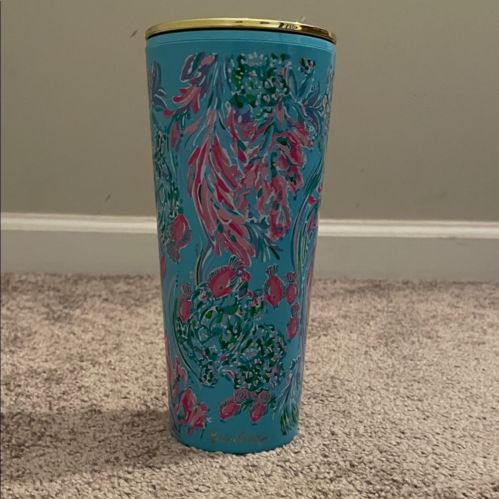 Lilly Pulitzer Turquoise and Pink Floral Tumbler